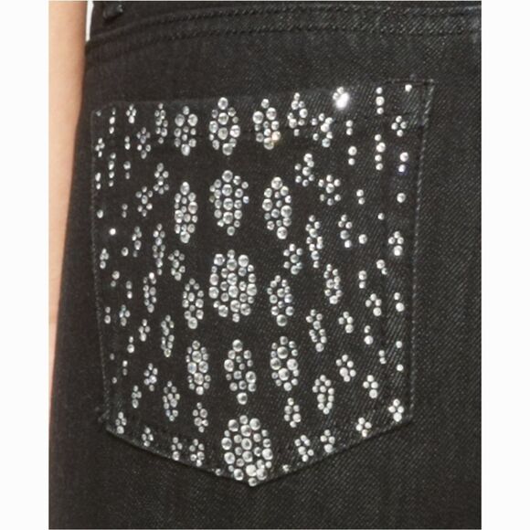 New! MICHAEL KORS Rhinestone Studded Pocket Black Skinny Jeans Slim 6 Low Rise - Picture 4 of 6